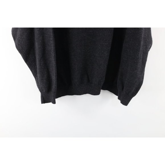 Vtg 90s Streetwear Womens 2XL Blank Wool Knit Mock Neck Sweater Charcoal Gray - Picture 3 of 7